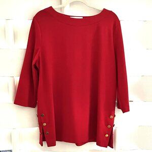 Brownstone Studio 3/4 Sleeve Red Blouse Extra Large XL